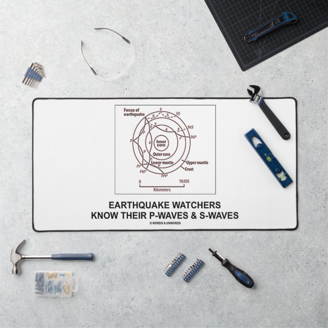 Earthquake Watchers Know Their P-Waves S-Waves Desk Mat (Workstation)