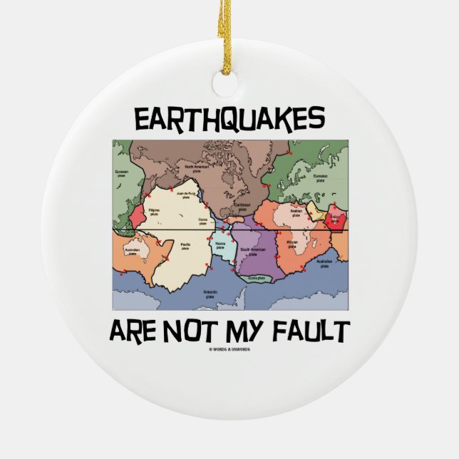 Earthquakes Are Not My Fault (Plate Tectonics) Ceramic Tree Decoration (Back)