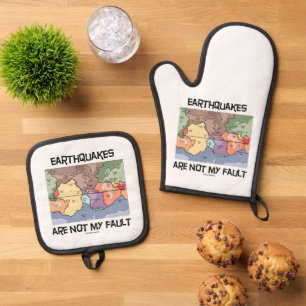 Earthquakes Are Not My Fault Plate Tectonics Map Oven Mitt & Pot Holder Set