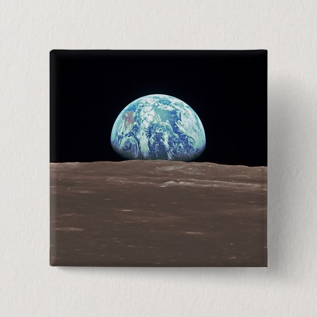 Earthrise from the Moon 15 Cm Square Badge (Front)