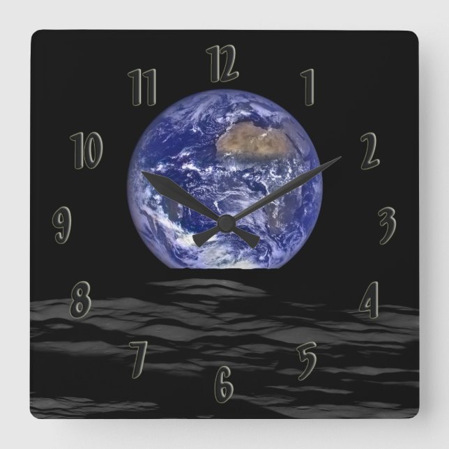 Earthrise Square Wall Clock (Front)