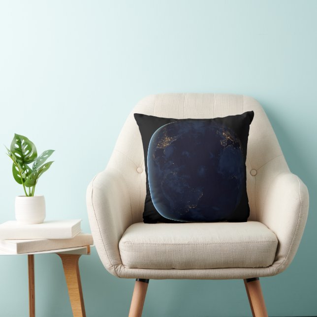 Earth's City Lights At Night Cushion (Chair)