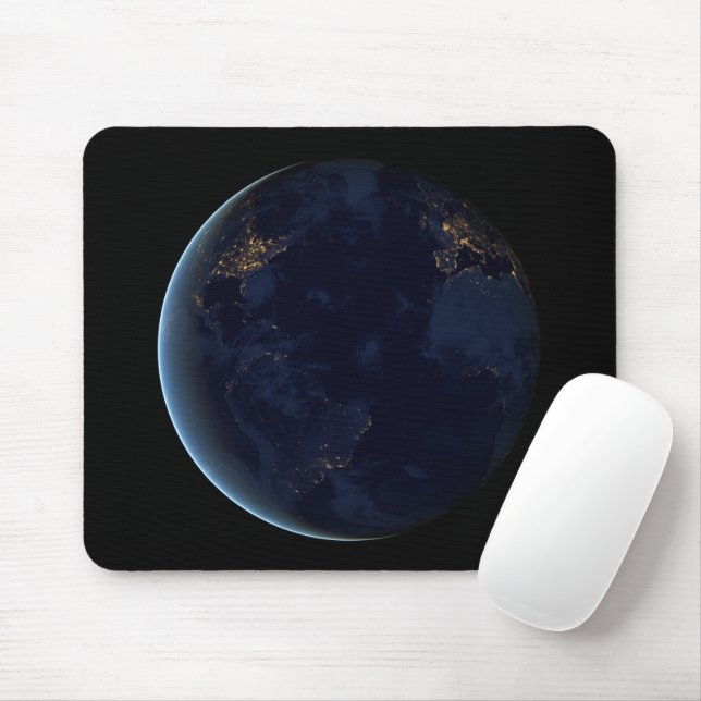 Earth's City Lights At Night Mouse Pad (With Mouse)