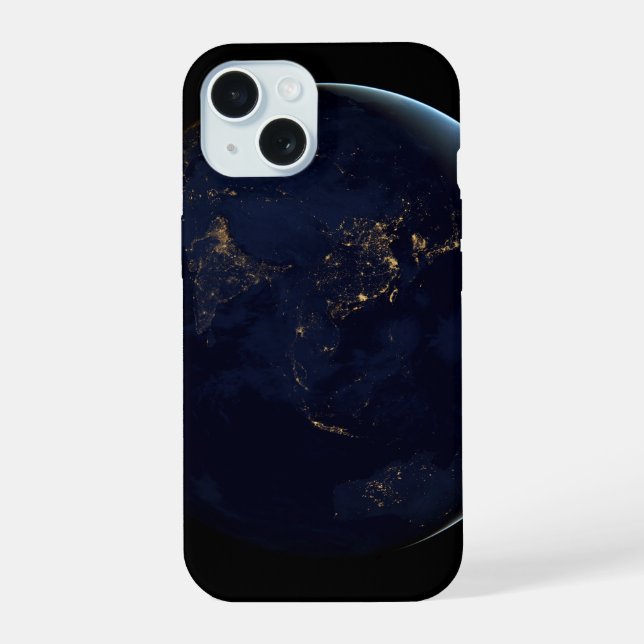 Earth's City Lights At Night On Asia And Australia iPhone 15 Case (Back)