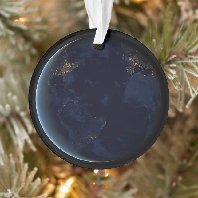 Earth's City Lights At Night Ornament (Tree)