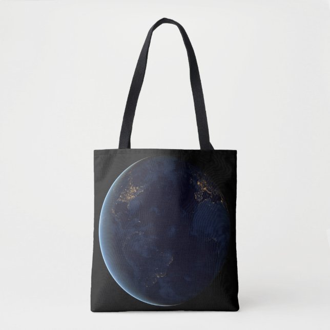 Earth's City Lights At Night Tote Bag (Front)
