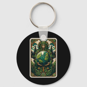 Earth's Guardian Enchanting Nature Art Tarot Card Key Ring