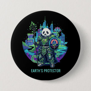 Earth's Protector Panda Knight   Solarpunk Eco   7.5 Cm Round Badge