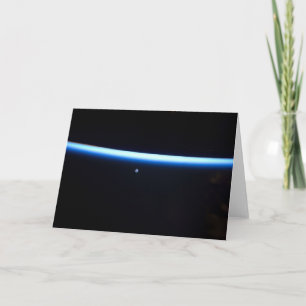 Earth's Thin Line Of Atmosphere And A Gibbous Moon Card
