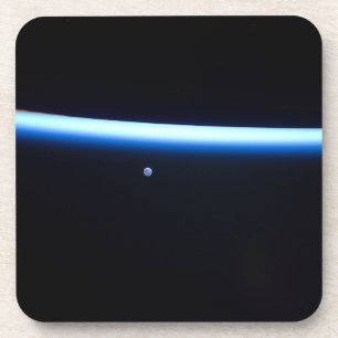 Earth's Thin Line Of Atmosphere And A Gibbous Moon Coaster