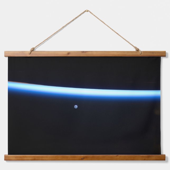 Earth's Thin Line Of Atmosphere And A Gibbous Moon Hanging Tapestry (Front)