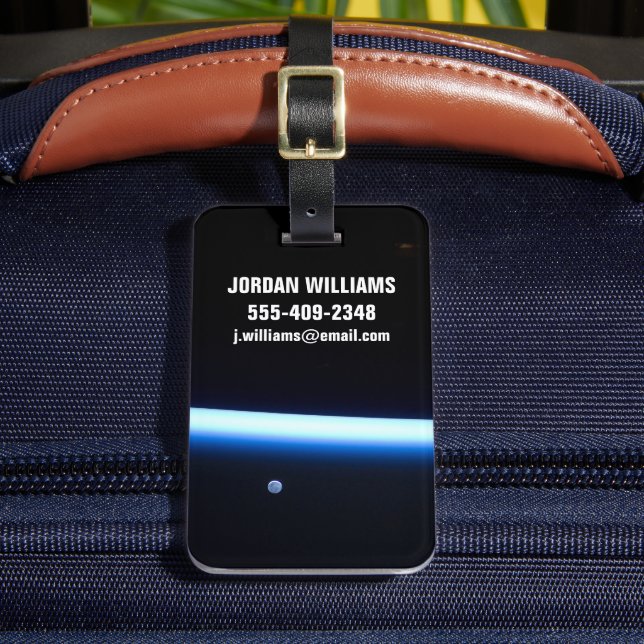Earth's Thin Line Of Atmosphere And A Gibbous Moon Luggage Tag (Front Insitu 2)