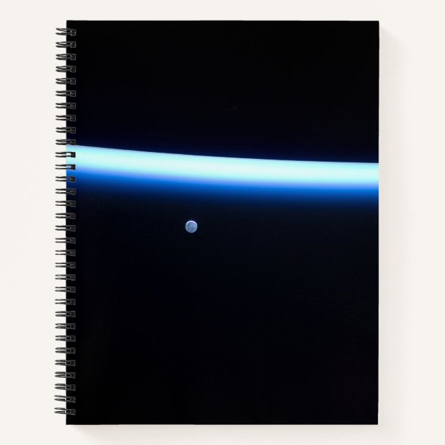 Earth's Thin Line Of Atmosphere And A Gibbous Moon Notebook (Front)
