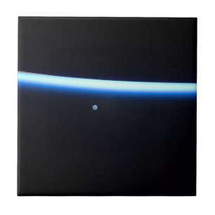 Earth's Thin Line Of Atmosphere And A Gibbous Moon Tile