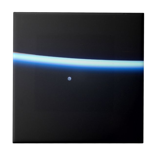 Earth's Thin Line Of Atmosphere And A Gibbous Moon Tile (Front)