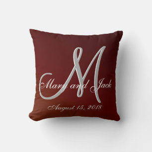Earthtone 3d Monogram Red Cushion