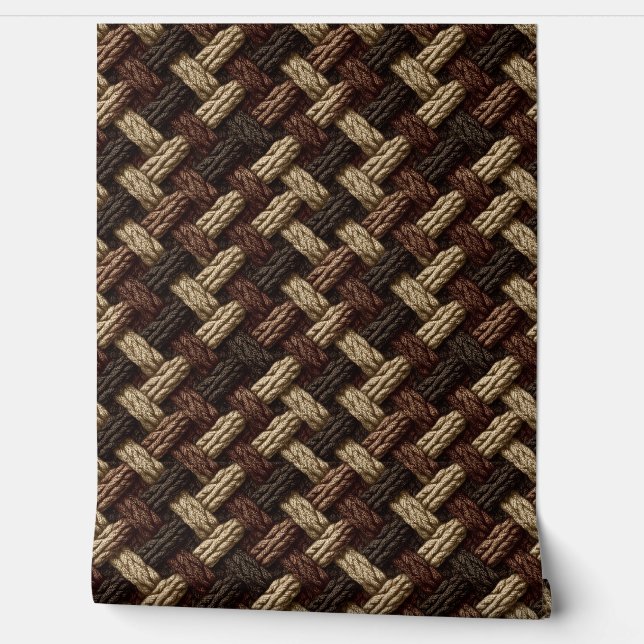 Earthtone Braided Crochet Pattern Wallpaper (Unrolling)