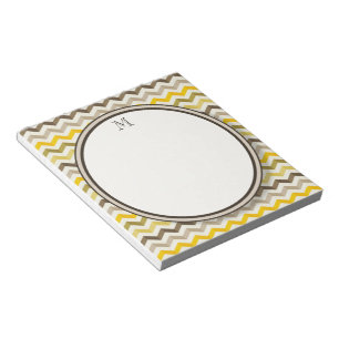 Earthtone Chevron Stripes with Round Monogram Notepad