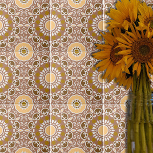 Earthtone Ethnic Bohemian Kaleidoscopic Pattern Tile