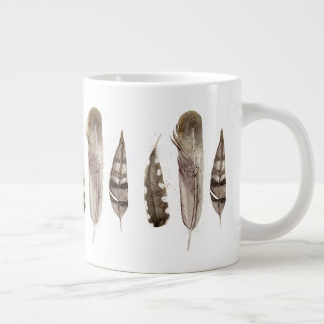 Earthtone Feathers II Large Coffee Mug (Right)