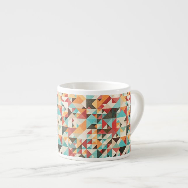 Earthtone Geometric Pattern Espresso Cup (Front Right)