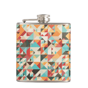 Earthtone Geometric Pattern Hip Flask