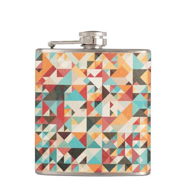 Earthtone Geometric Pattern Hip Flask (Front)