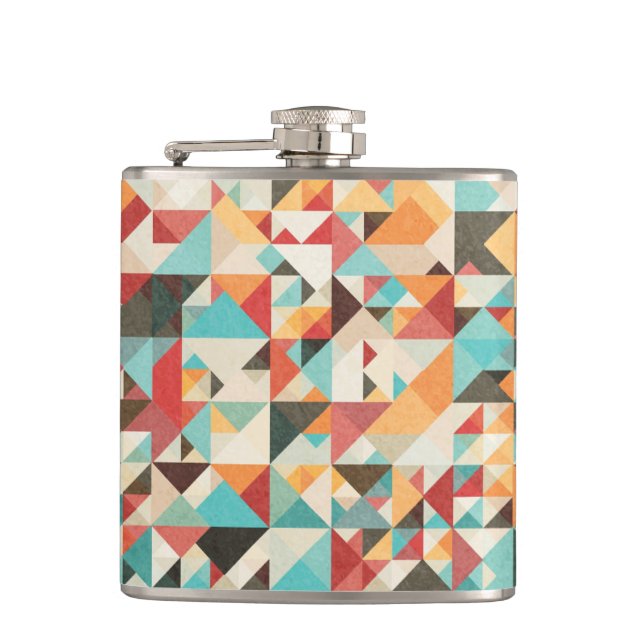 Earthtone Geometric Pattern Hip Flask (Front)