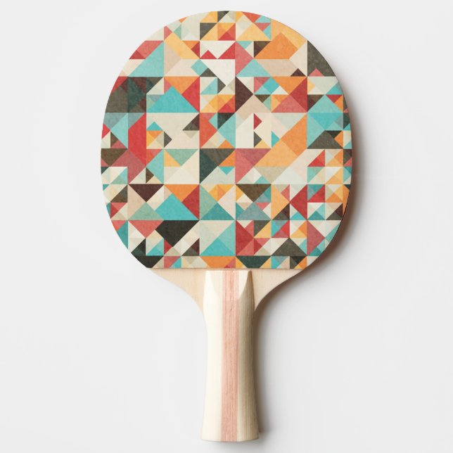 Earthtone Geometric Pattern Ping Pong Paddle (Front)