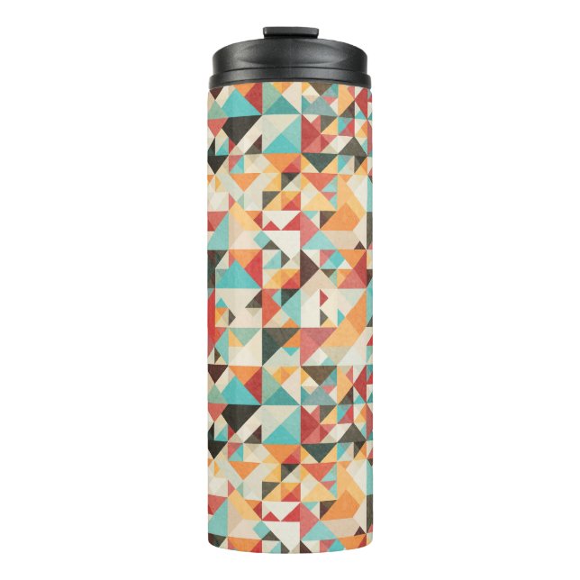 Earthtone Geometric Pattern Thermal Tumbler (Front)