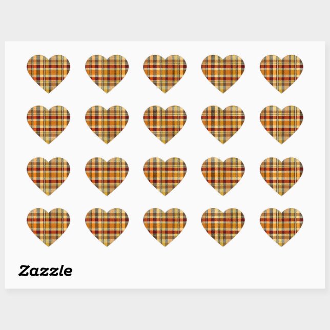 Earthtone Plaid Heart Stickers (Sheet)