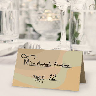 Earthtone Retro Swirls Write In Wedding Place Card