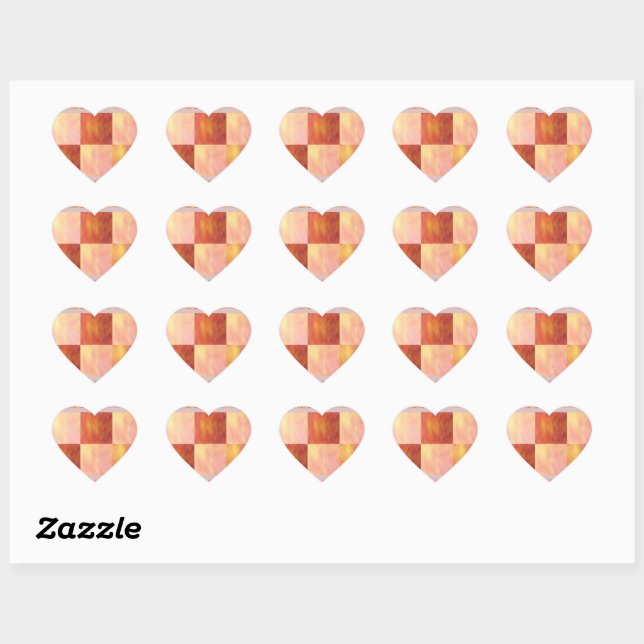 Earthtone Skies Tiles Heart Stickers (Sheet)