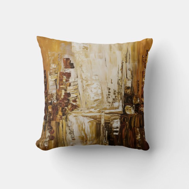 Earthy Abstract Brush Strokes Throw Pillow (Front)