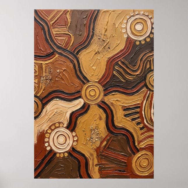 Earthy Abstract Circle Pattern Poster (Front)