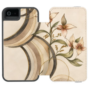 Earthy Abstract Floral & Calligraphy Lines Art Pri Incipio Watson™ iPhone 5 Wallet Case