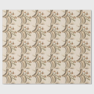 Earthy Abstract Floral & Calligraphy Lines Art Pri Wrapping Paper