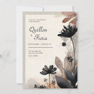 Earthy Abstract Floral Wedding  Invitation