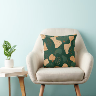 Earthy Abstract Forest Botanical Shapes Cushion