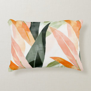 Earthy Abstract Leaf Pattern Decorative Cushion