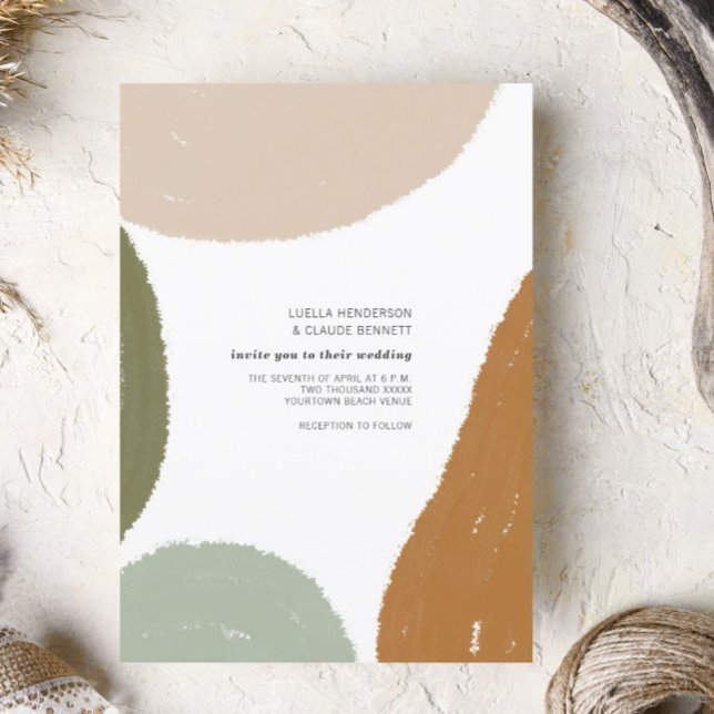 Earthy Abstract Minimalist Modern Wedding Invitation (Creator Uploaded)