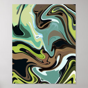 Earthy Abstract Swirling Marble Design Poster