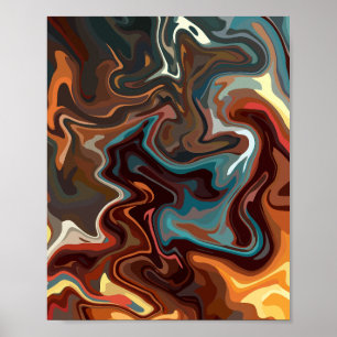 Earthy Abstract with Turquoise Highlights Poster