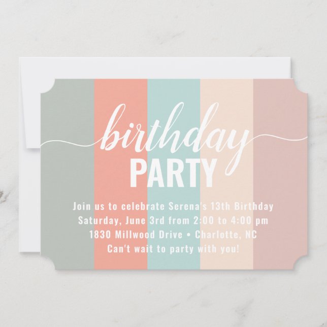 Earthy and Muted Colour Swatch Birthday Invitation (Front)