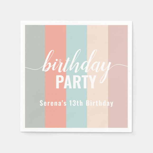 Earthy and Muted Colour Swatch Birthday Napkin (Front)