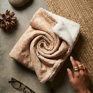 Earthy Arabesque   Terracotta & Sage Sherpa Blanket