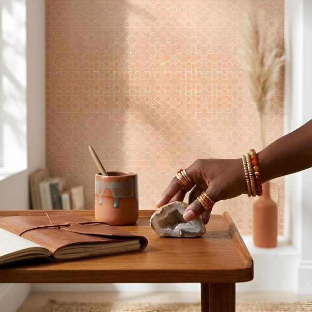 Earthy Arabesque | Terracotta & Sage Wallpaper (Lifestyle Shot)