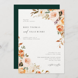Earthy Autumn Botanical Floral Wedding Invitation