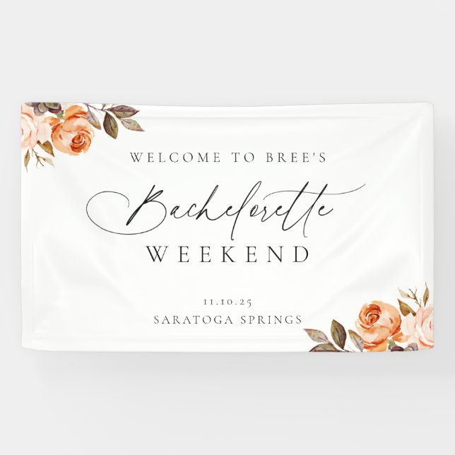 Earthy Autumn Floral Bachelorette Welcome Banner (Horizontal)