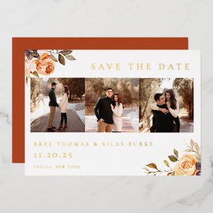 Earthy Autumn Floral Photo Save The Date